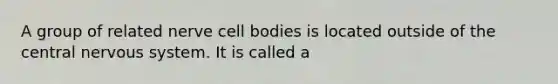 A group of related nerve cell bodies is located outside of the central <a href='https://www.questionai.com/knowledge/kThdVqrsqy-nervous-system' class='anchor-knowledge'>nervous system</a>. It is called a