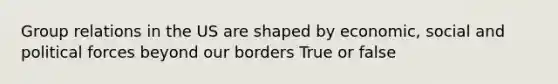 Group relations in the US are shaped by economic, social and political forces beyond our borders True or false