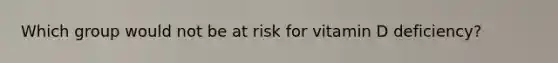 Which group would not be at risk for vitamin D deficiency?