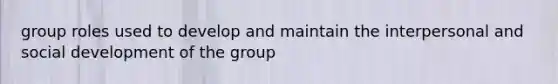 group roles used to develop and maintain the interpersonal and social development of the group