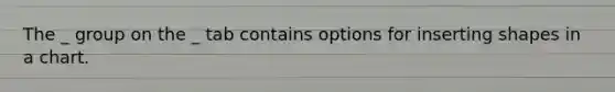 The _ group on the _ tab contains options for inserting shapes in a chart.