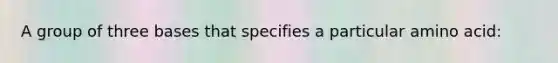 A group of three bases that specifies a particular amino acid: