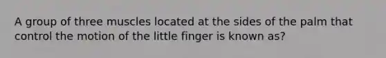 A group of three muscles located at the sides of the palm that control the motion of the little finger is known as?