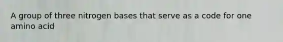 A group of three nitrogen bases that serve as a code for one amino acid