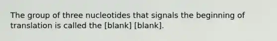 The group of three nucleotides that signals the beginning of translation is called the [blank] [blank].