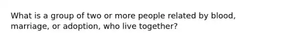 What is a group of two or more people related by blood, marriage, or adoption, who live together?