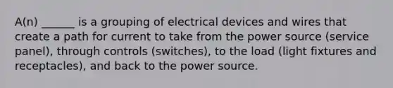 A(n) ______ is a grouping of electrical devices and wires that create a path for current to take from the power source (service panel), through controls (switches), to the load (light fixtures and receptacles), and back to the power source.