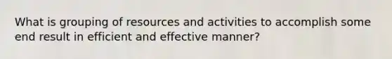 What is grouping of resources and activities to accomplish some end result in efficient and effective manner?