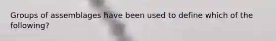 Groups of assemblages have been used to define which of the following?