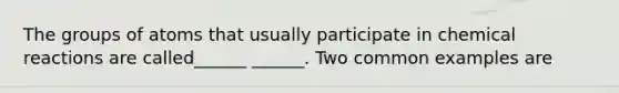 The groups of atoms that usually participate in chemical reactions are called______ ______. Two common examples are