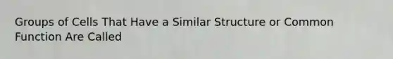 Groups of Cells That Have a Similar Structure or Common Function Are Called