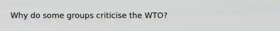 Why do some groups criticise the WTO?