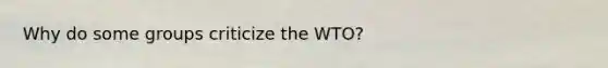 Why do some groups criticize the WTO?