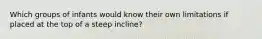 Which groups of infants would know their own limitations if placed at the top of a steep incline?