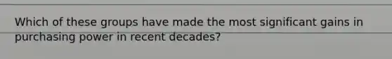 Which of these groups have made the most significant gains in purchasing power in recent decades?