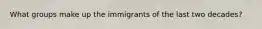 What groups make up the immigrants of the last two decades?