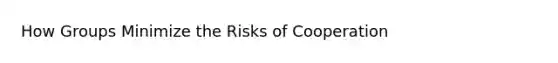 How Groups Minimize the Risks of Cooperation