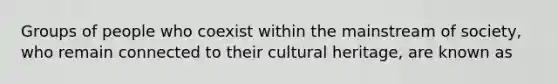 Groups of people who coexist within the mainstream of society, who remain connected to their cultural heritage, are known as