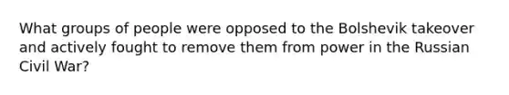 What groups of people were opposed to the Bolshevik takeover and actively fought to remove them from power in the Russian Civil War?