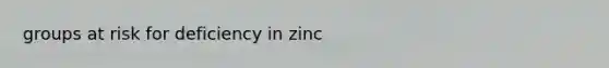 groups at risk for deficiency in zinc