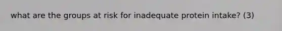 what are the groups at risk for inadequate protein intake? (3)