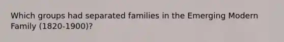 Which groups had separated families in the Emerging Modern Family (1820-1900)?