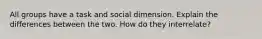 All groups have a task and social dimension. Explain the differences between the two. How do they interrelate?