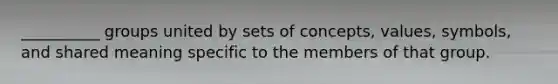 __________ groups united by sets of concepts, values, symbols, and shared meaning specific to the members of that group.