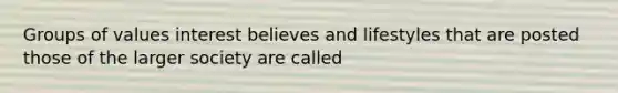 Groups of values interest believes and lifestyles that are posted those of the larger society are called