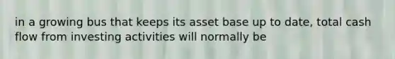 in a growing bus that keeps its asset base up to date, total cash flow from investing activities will normally be