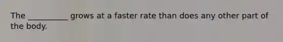 The __________ grows at a faster rate than does any other part of the body.