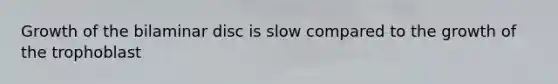 Growth of the bilaminar disc is slow compared to the growth of the trophoblast