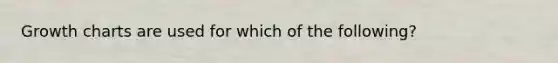 Growth charts are used for which of the following?