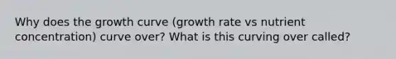 Why does the growth curve (growth rate vs nutrient concentration) curve over? What is this curving over called?