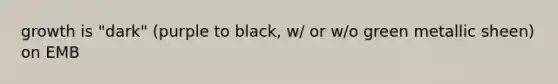 growth is "dark" (purple to black, w/ or w/o green metallic sheen) on EMB