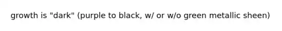 growth is "dark" (purple to black, w/ or w/o green metallic sheen)