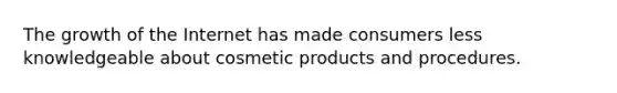 The growth of the Internet has made consumers less knowledgeable about cosmetic products and procedures.