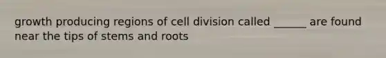 growth producing regions of cell division called ______ are found near the tips of stems and roots