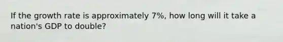 If the growth rate is approximately 7%, how long will it take a nation's GDP to double?