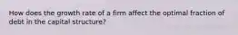 How does the growth rate of a firm affect the optimal fraction of debt in the capital structure?