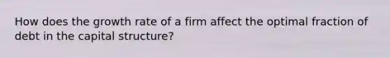 How does the growth rate of a firm affect the optimal fraction of debt in the capital structure?