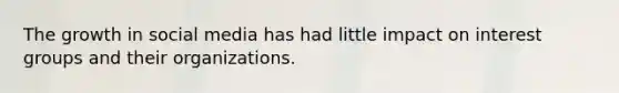 The growth in social media has had little impact on interest groups and their organizations.