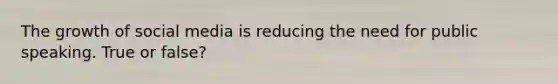The growth of social media is reducing the need for public speaking. True or false?