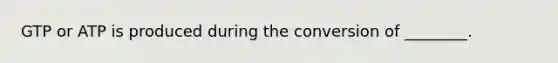 GTP or ATP is produced during the conversion of ________.