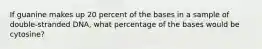 If guanine makes up 20 percent of the bases in a sample of double-stranded DNA, what percentage of the bases would be cytosine?