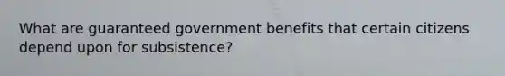 What are guaranteed government benefits that certain citizens depend upon for subsistence?