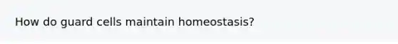 How do guard cells maintain homeostasis?