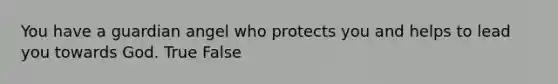 You have a guardian angel who protects you and helps to lead you towards God. True False