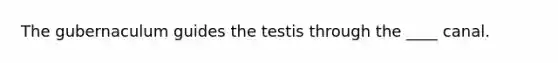 The gubernaculum guides the testis through the ____ canal.