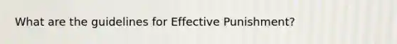 What are the guidelines for Effective Punishment?